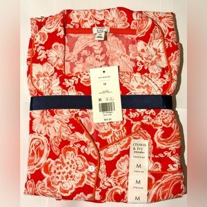 Crown & Ivy Printed Notch Collar Pajama Set - Color: PAISLEY TONE CO